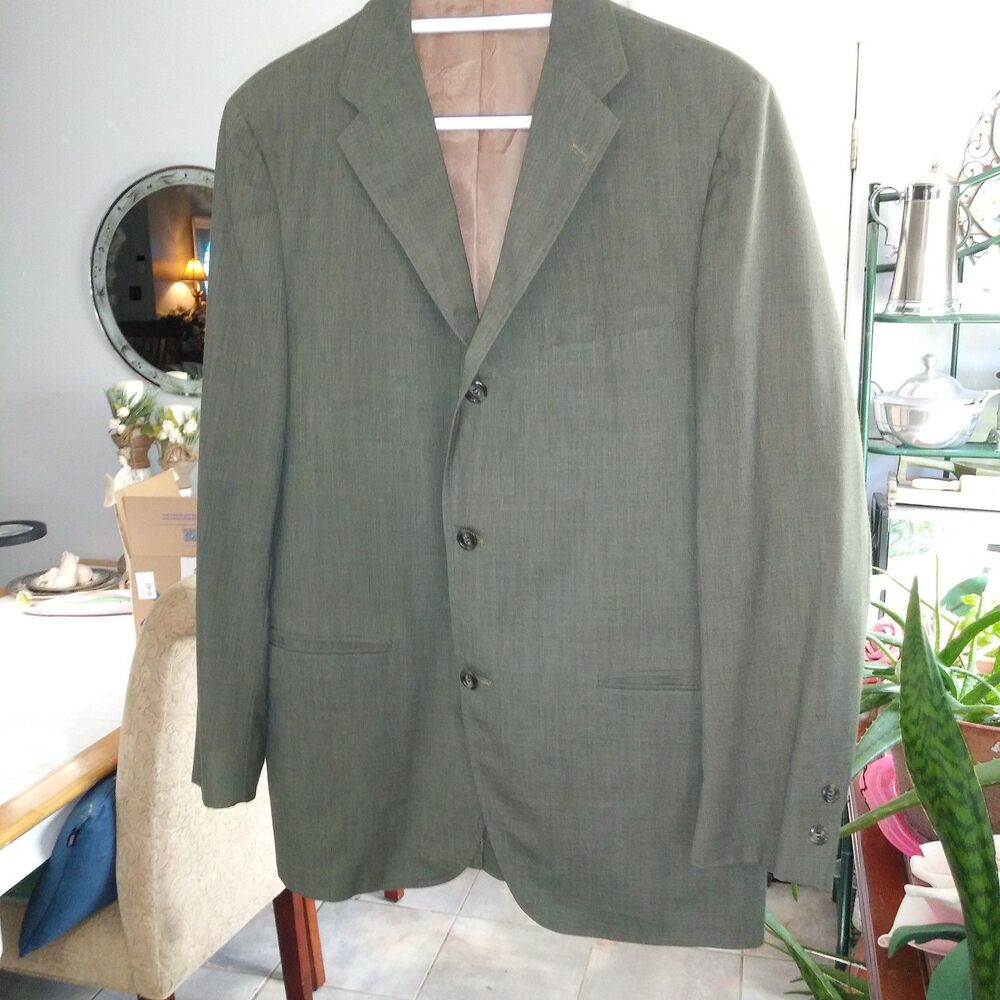 Vintage 1950's Belk's Sage Suit Jacket 40R with Union Tag "Palm Beach cloth"